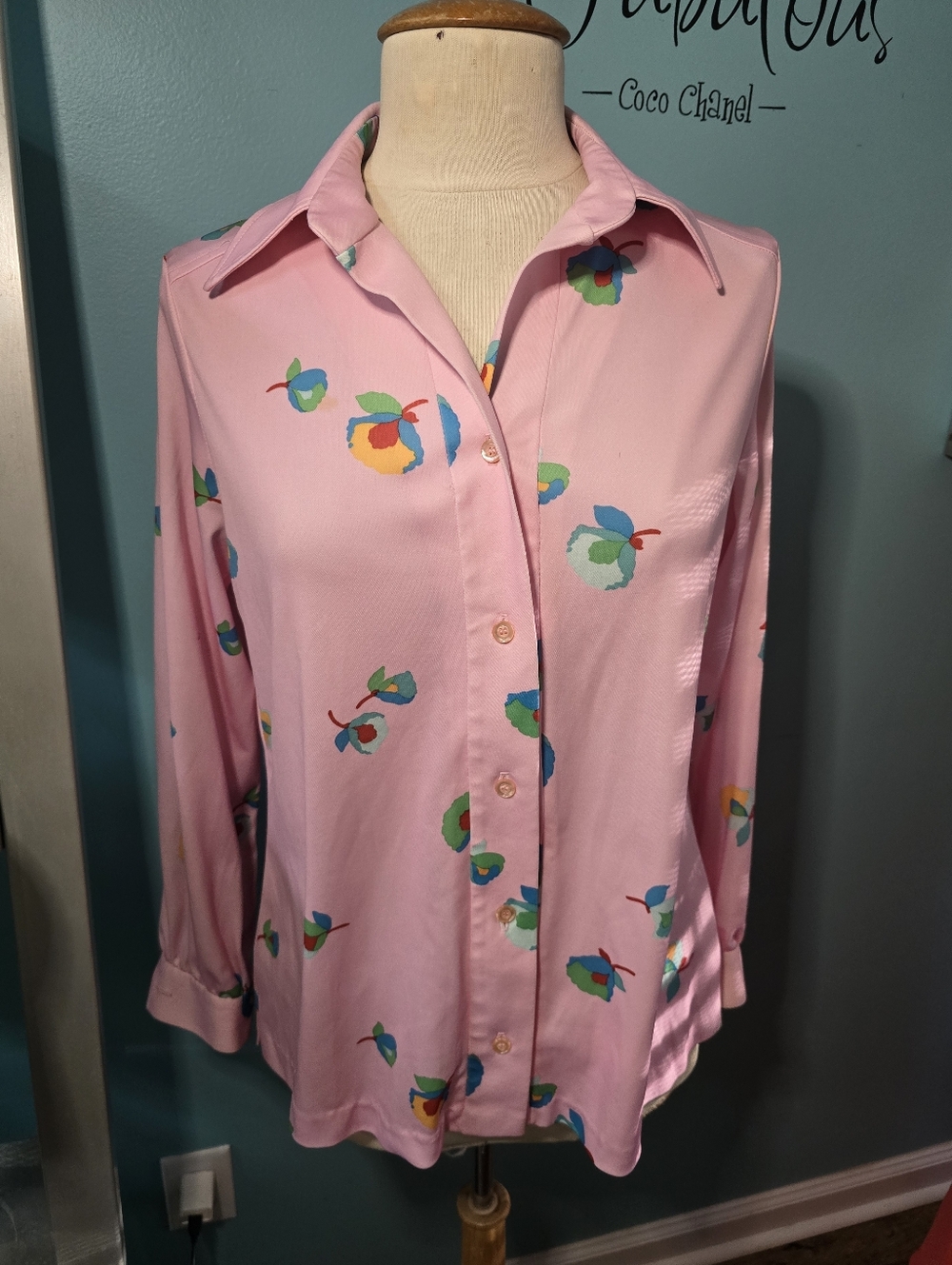 Pink Floral Button-Up Blouse
